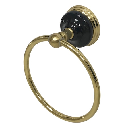 Kingston Brass BA9114PB Water Onyx 6" Towel Ring, Polished Brass BA9114PB